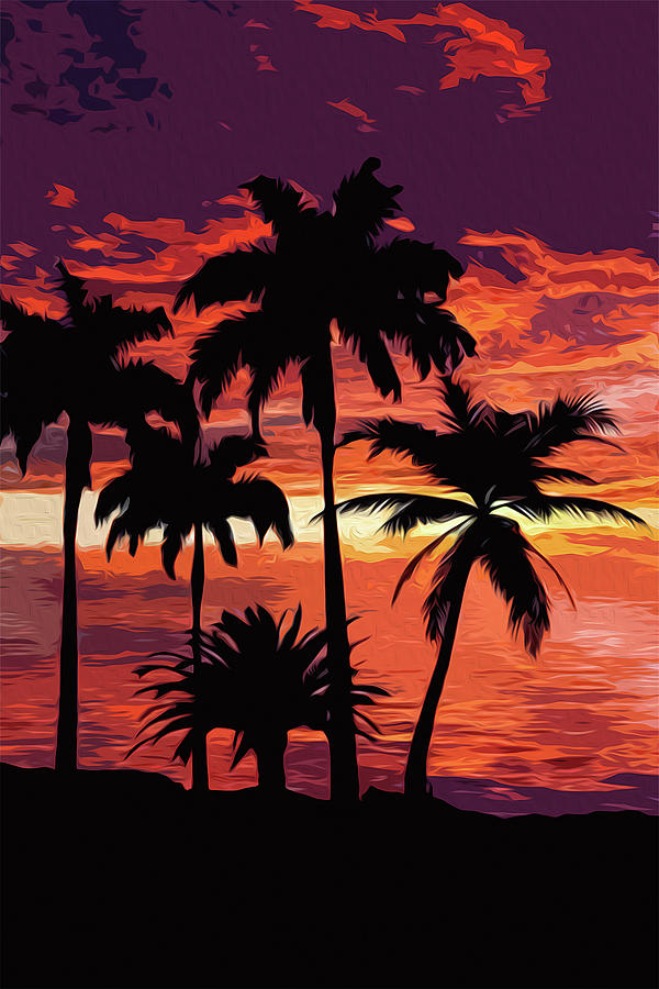 Hawaiian sunset Painting by AM FineArtPrints