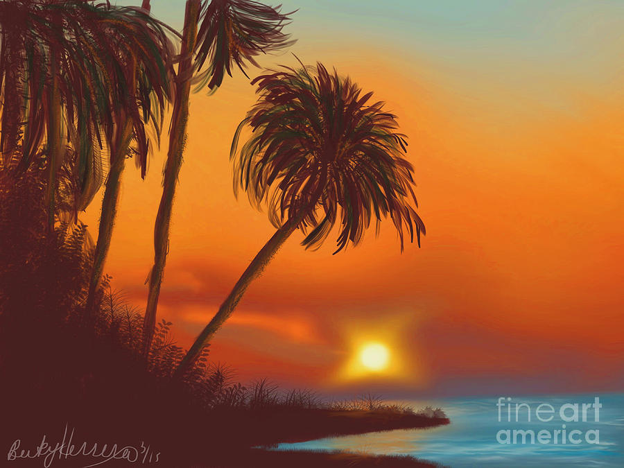 Hawaiian Sunset Painting by Becky Herrera