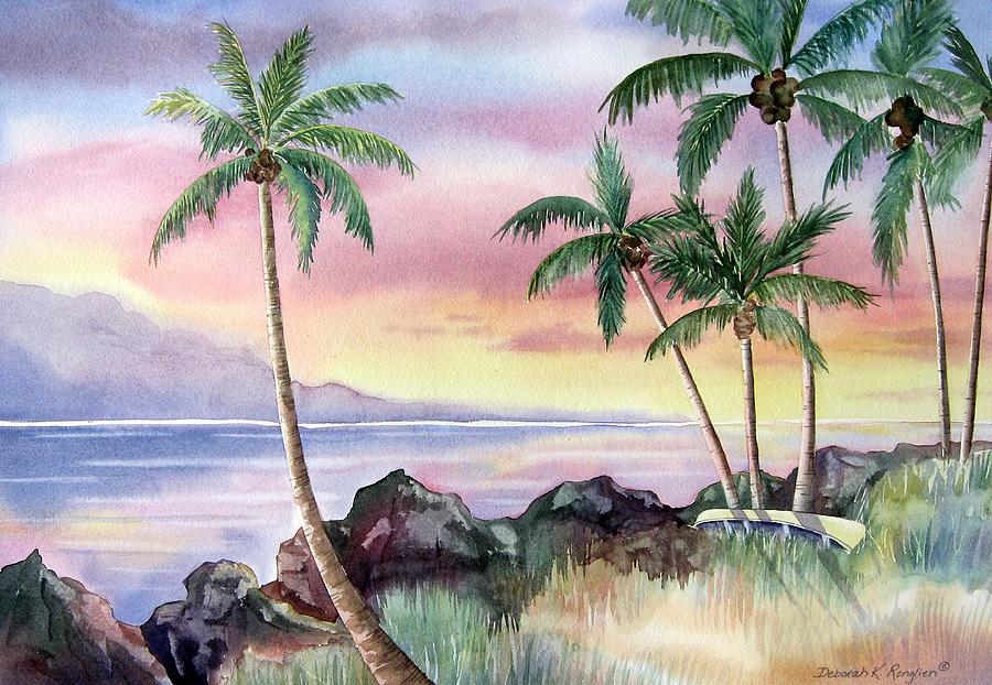 Hawaiian Sunset Painting by Deborah Ronglien