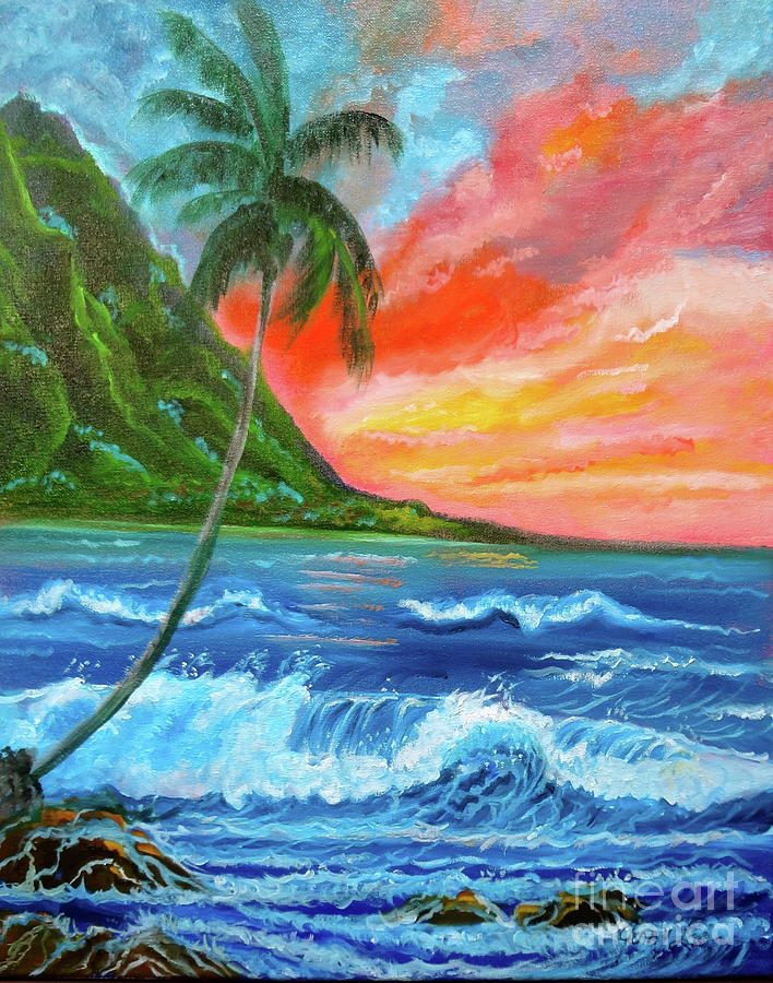 Hawaiian Sunset  Painting by Jenny Lee