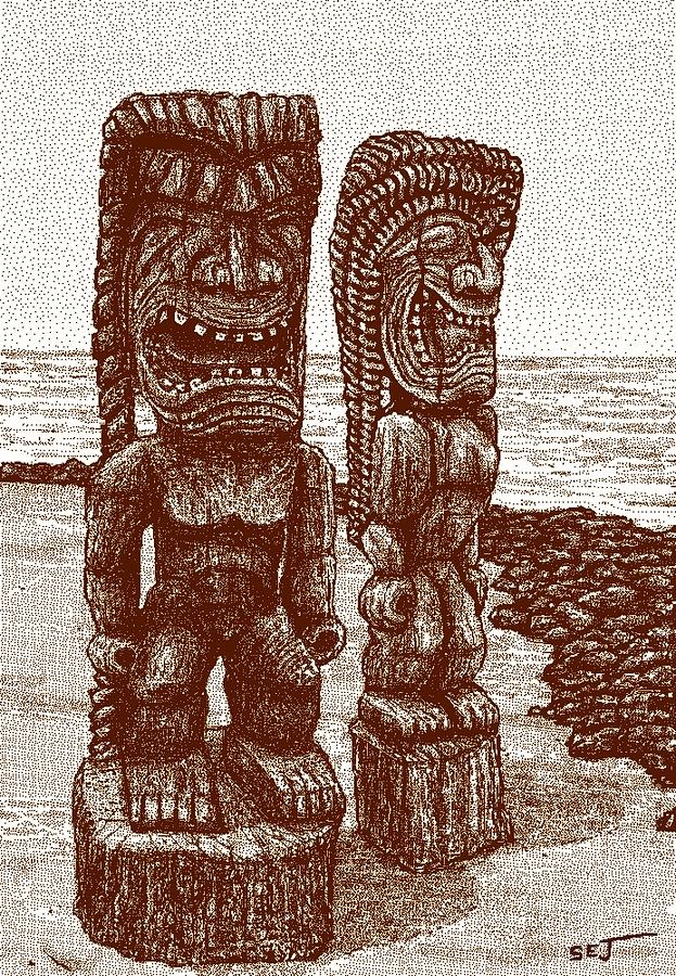 Hawaiian Tiki sienna Digital Art by Stephen Jorgensen