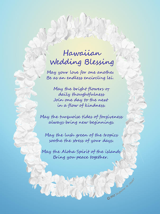 Hawaiian Wedding Blessing Drawing by Jacqueline Shuler