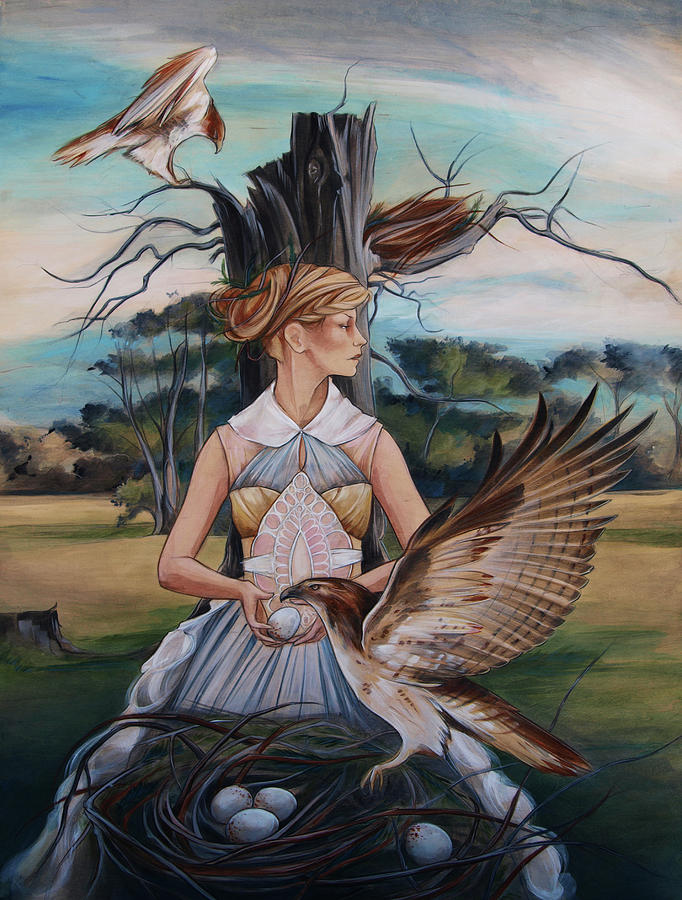 Hawk in the Hen House Painting by Jacqueline Hudson