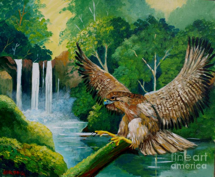 Hawk Painting by Jean Pierre Bergoeing