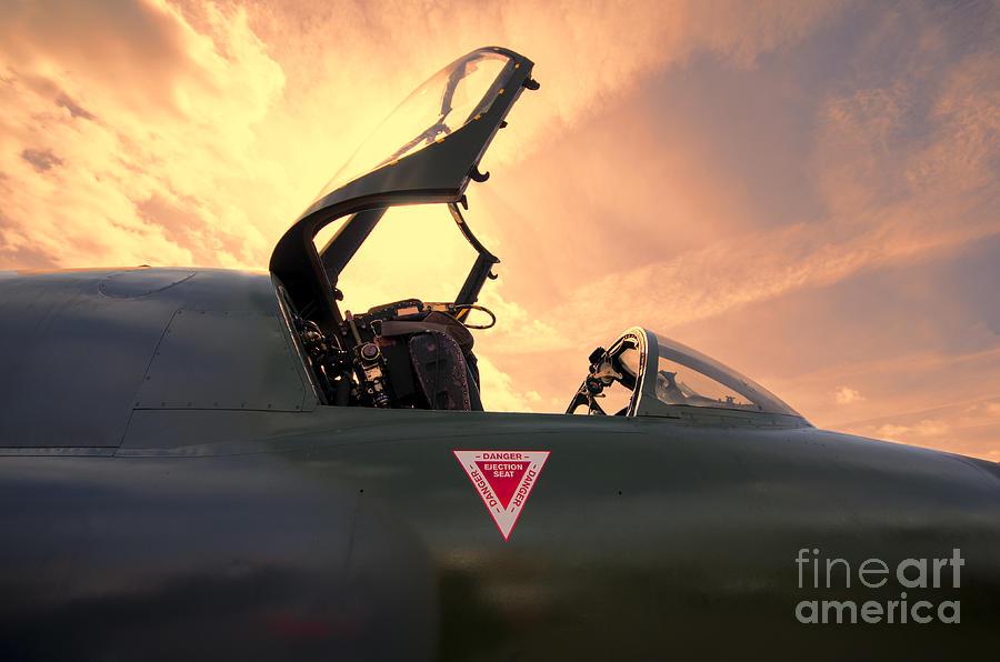 Hawker Hunter sunset Photograph by Steev Stamford