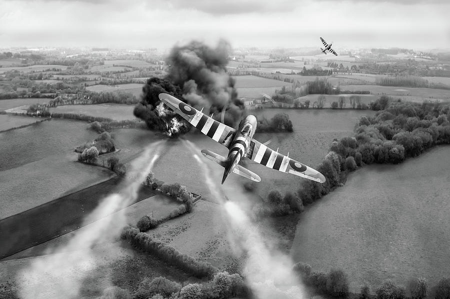 Hawker Typhoon rocket attack BW version Photograph by Gary Eason