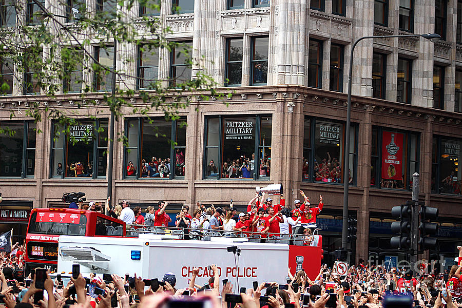 Hawks 2015 Celebration Parade Stanley Cup Trolley Photograph by Verana Stark