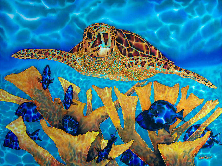 Hawksbill Sea  Turtle Painting by Daniel Jean-Baptiste