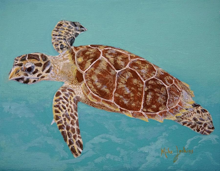 Hawksbill Turtle Study Painting by Mike Jenkins