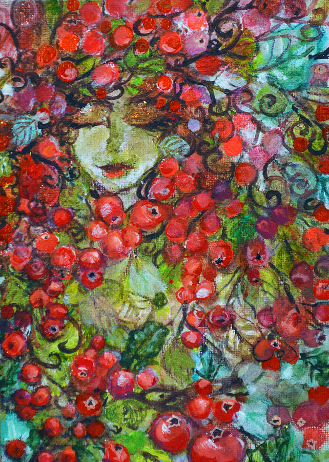 Hawthorn Berry Faery Angel Painting by Ashleigh Dyan Bayer