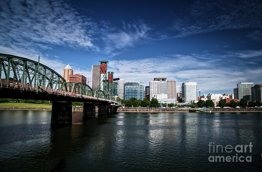 Hawthorne Bridge and West side of Portland Photograph by Bruce Block