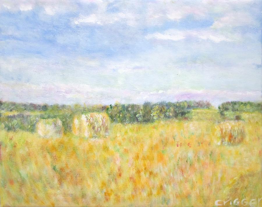 Hay and Bales in the Countryside Painting by Glenda Crigger