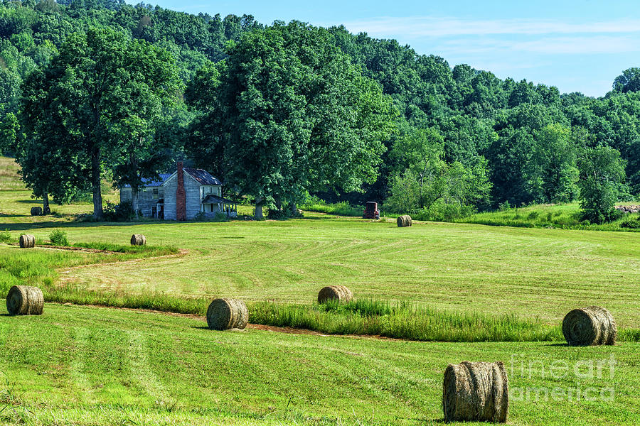 Hay Bales and Farm House Photograph by Thomas R Fletcher