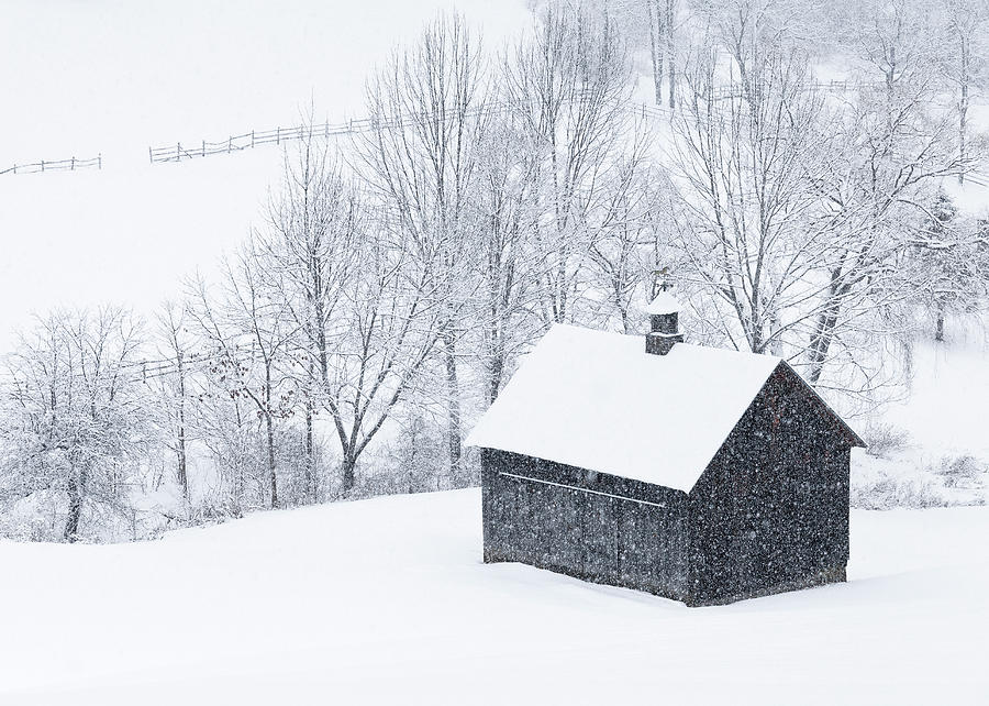 Hay Barn Snowy Landscape Photograph by Alan L Graham