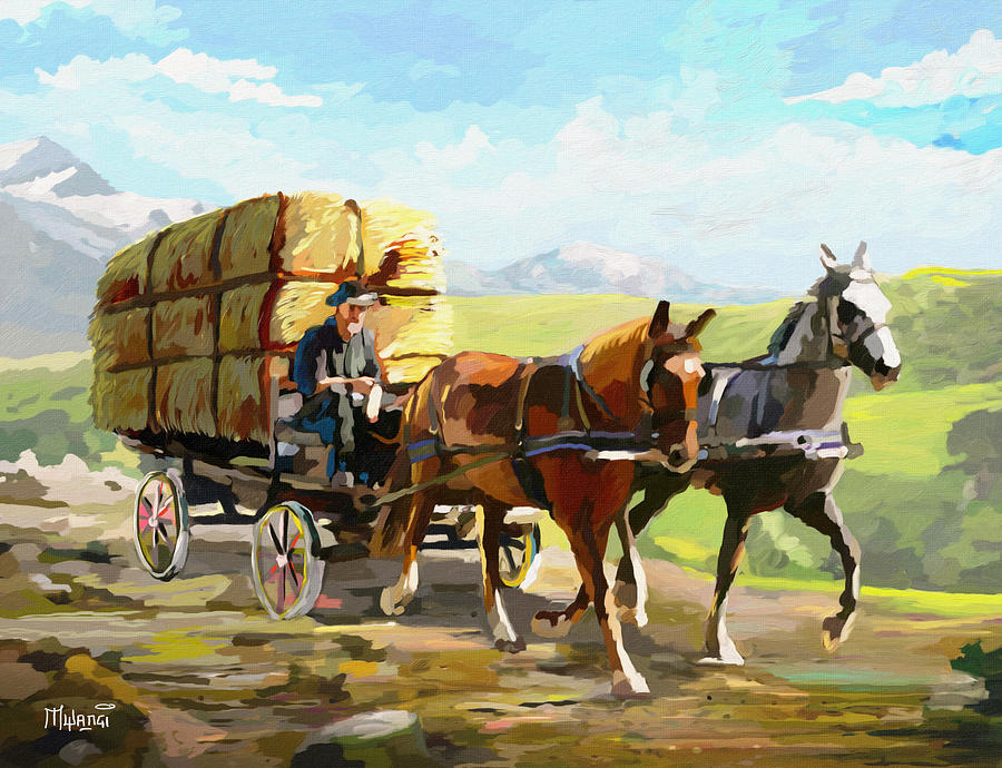 Hay delivery Man Painting by Anthony Mwangi
