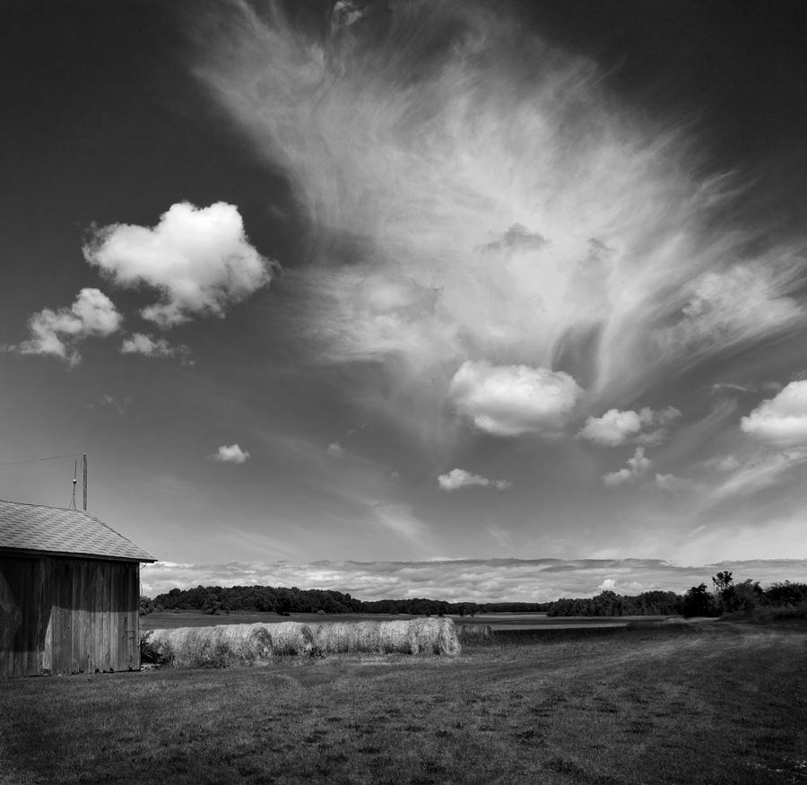 Black And White Photograph - Hay Field on Clarks Lake Road by Stephen Mack