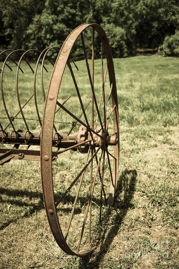 Hay Rake Wheel Aged Photograph by Jennifer White