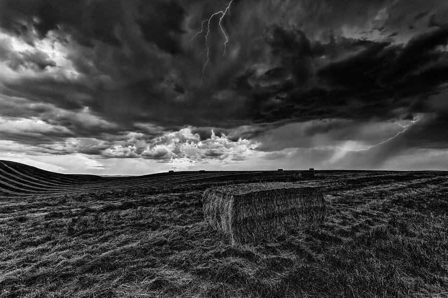 Hay Storm Black and White Photograph by Mark Kiver