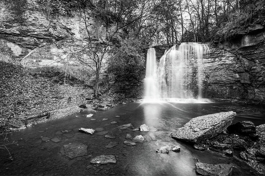 Columbus Photograph - Hayden Falls - Black and White - Dublin Ohio by Gregory Ballos