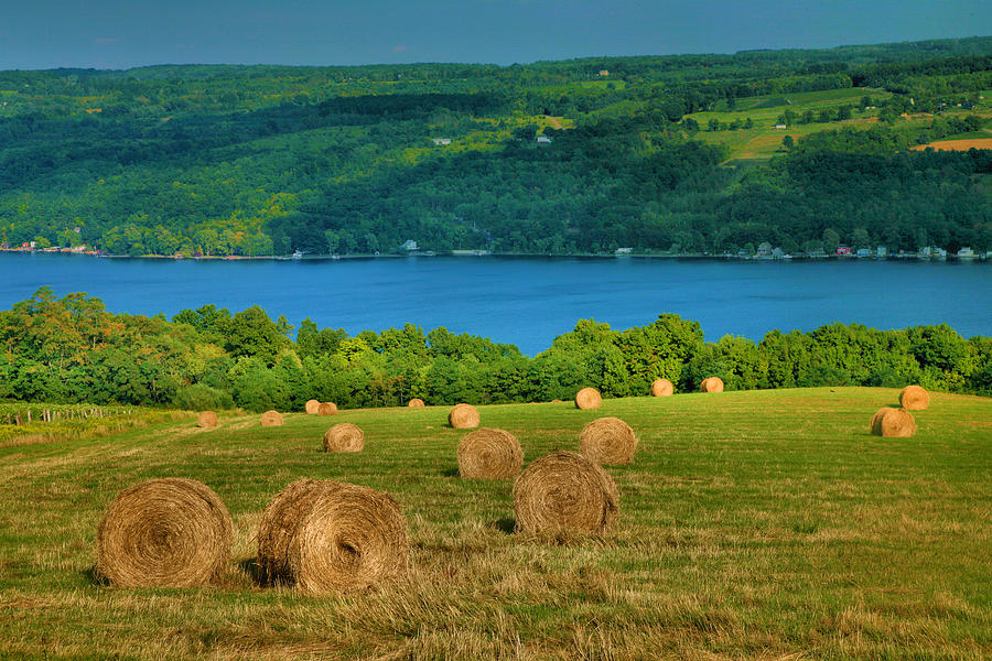 Summer Photograph - Hayfield And Lake IV by Steven Ainsworth