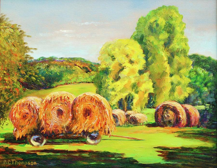 Farm Painting - Haying in Columbia County by Barbara C Thompson