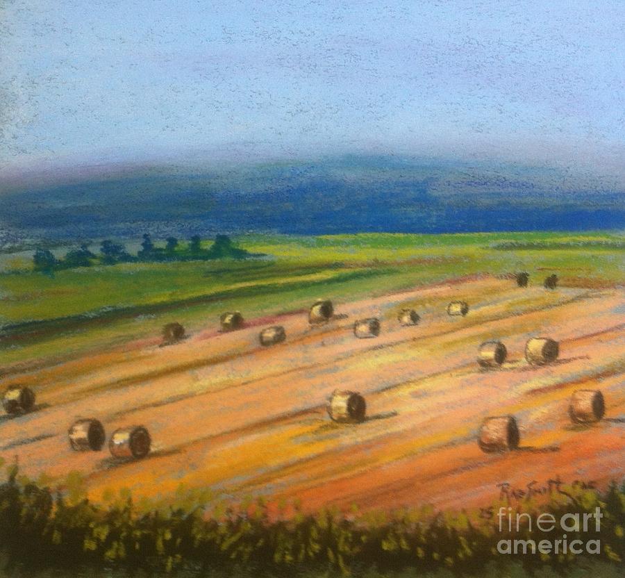 Haying on Annapolis Royal Dykes Pastel by Rae  Smith