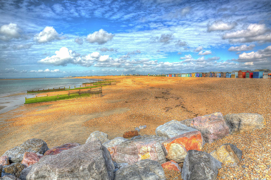 Unique Photograph - Hayling Island beach near Portsmouth south coast of Hampshire England UK in colourful HDR by Charlesy 