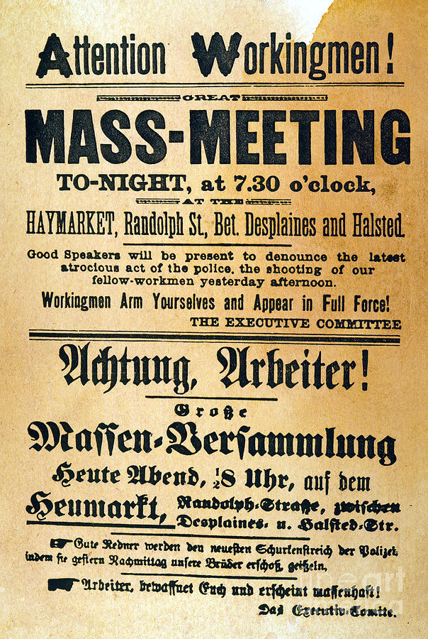Haymarket Handbill, 1886 Photograph by Granger