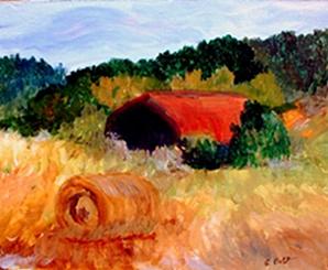 Rural Painting - Hayrolls by Gail Kirtz Rural Painting - Hayrolls by Gail Kirtz