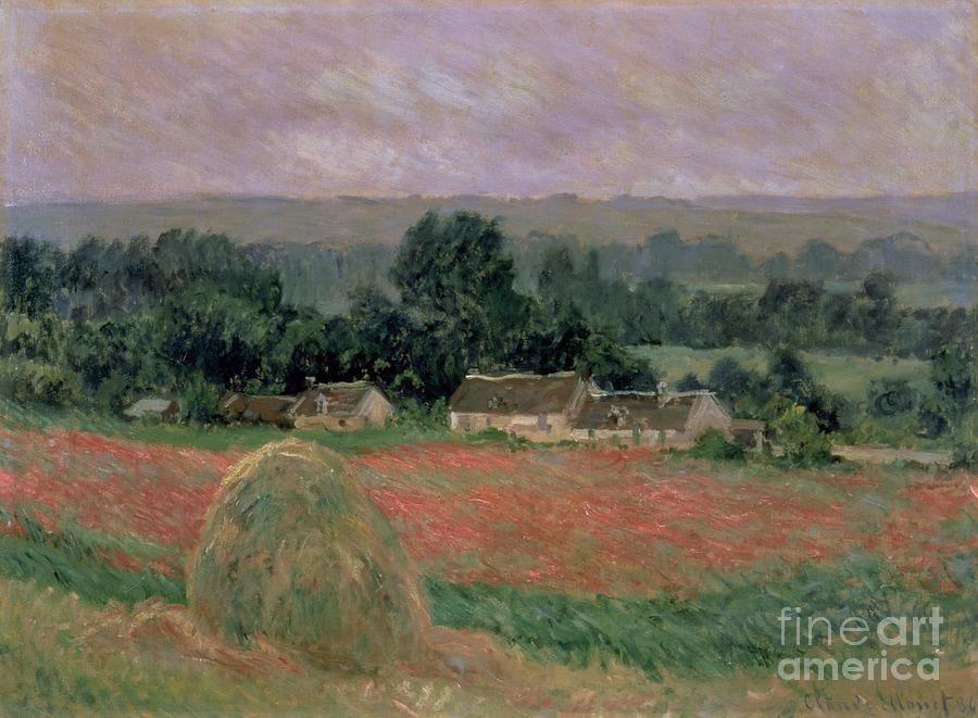 Claude Monet Painting - Haystack at Giverny, 1886 by Claude Monet