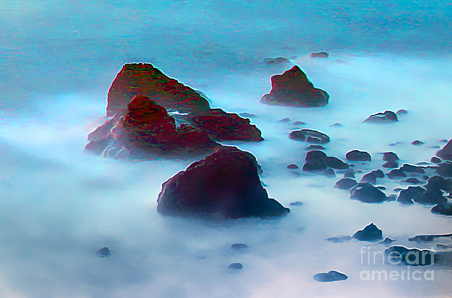 Nature Photograph - Haystack Rocks along Bodega, Sonoma County, California by Wernher Krutein