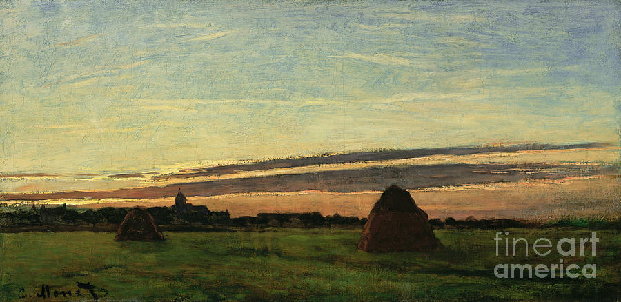 Haystacks At Chailly Painting by Celestial Images
