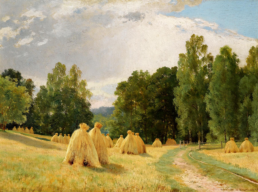 Landscape Painting - Haystacks at Preobrazhenskoe by Ivan Ivanovich Shishkin