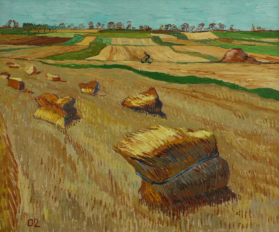 Landscape Painting - Haystacks in Moravia by Vitali Komarov Landscape Painting - Haystacks in Moravia by Vitali Komarov