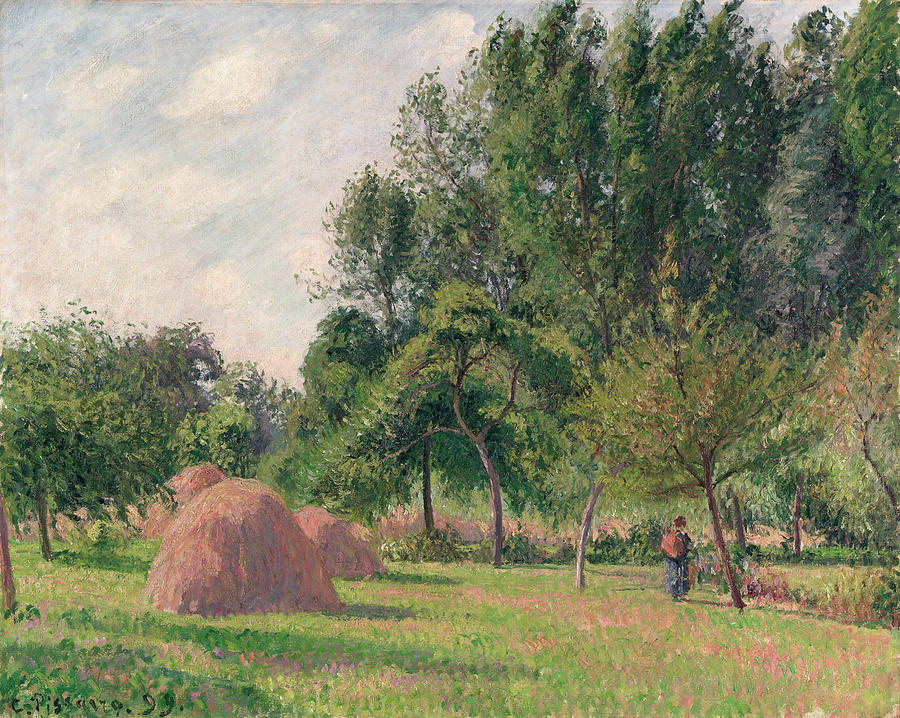 Camille Pissarro Painting - Haystacks, Morning, Eragny by Camille Pissarro