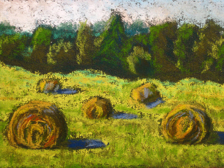 Haystacks near Graham Pastel by Constance Gehring