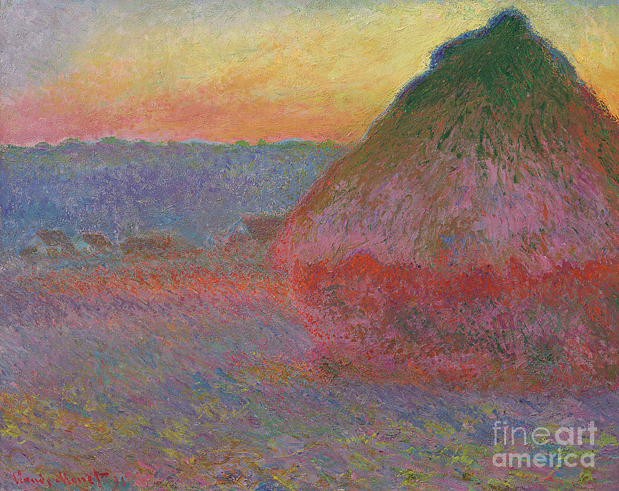 Haystacks, Pink and Blue Impressions, 1891 Painting by Claude Monet