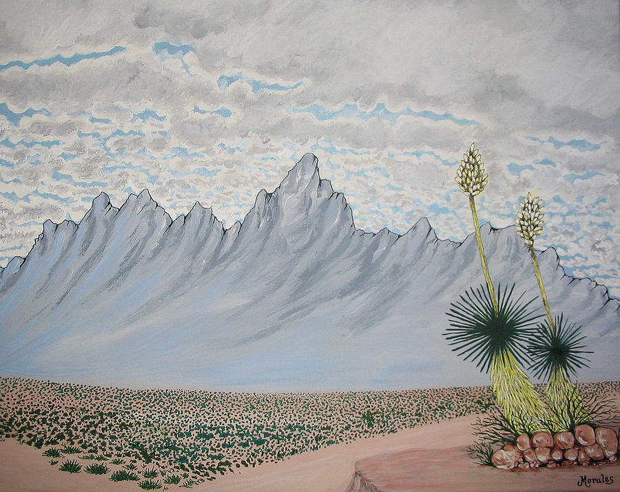 Desertscape Painting - Hazy Desert Day by Marco Morales Desertscape Painting - Hazy Desert Day by Marco Morales