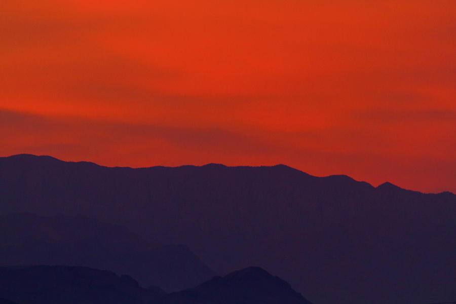 Hazy Orange Mountain Sunset Photograph by SR Green