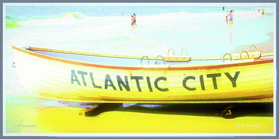 Hazy Summer Day, Lifeboat Atlantic City New Jersey Digital Art by A Macarthur Gurmankin