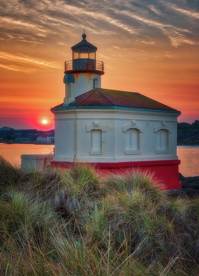 Hazy Sunrise At Coquille Lighthouse Photograph
