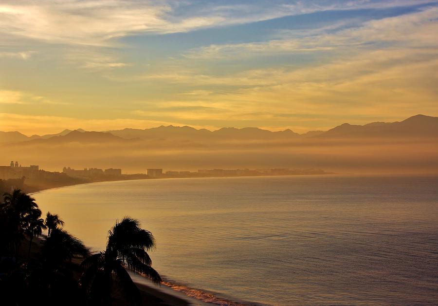 Beach Photograph - Hazy Sunrise Over Bahia de Banderas by Stacie Gary