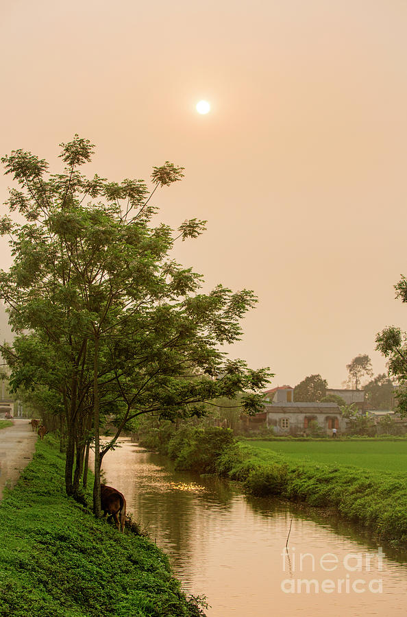 Hazy Sunset Ninh Binh  Photograph by Chuck Kuhn