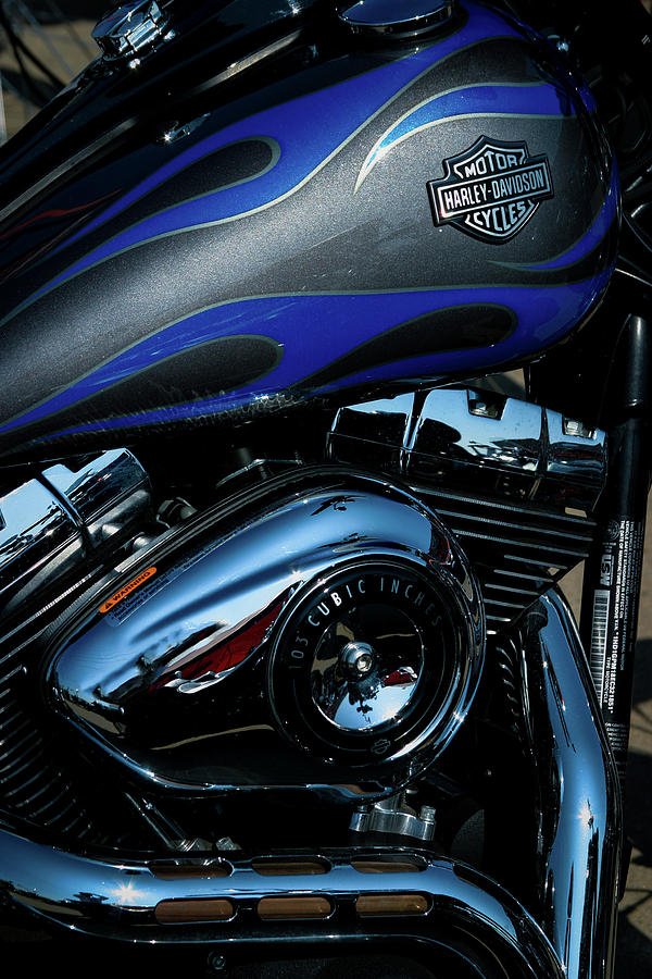 HD Motorcycle Blue Flame 4423 H_2 Photograph by Steven Ward