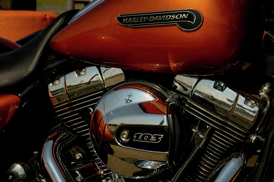 HD Motorcycle Orange 4414 H_2 Photograph by Steven Ward
