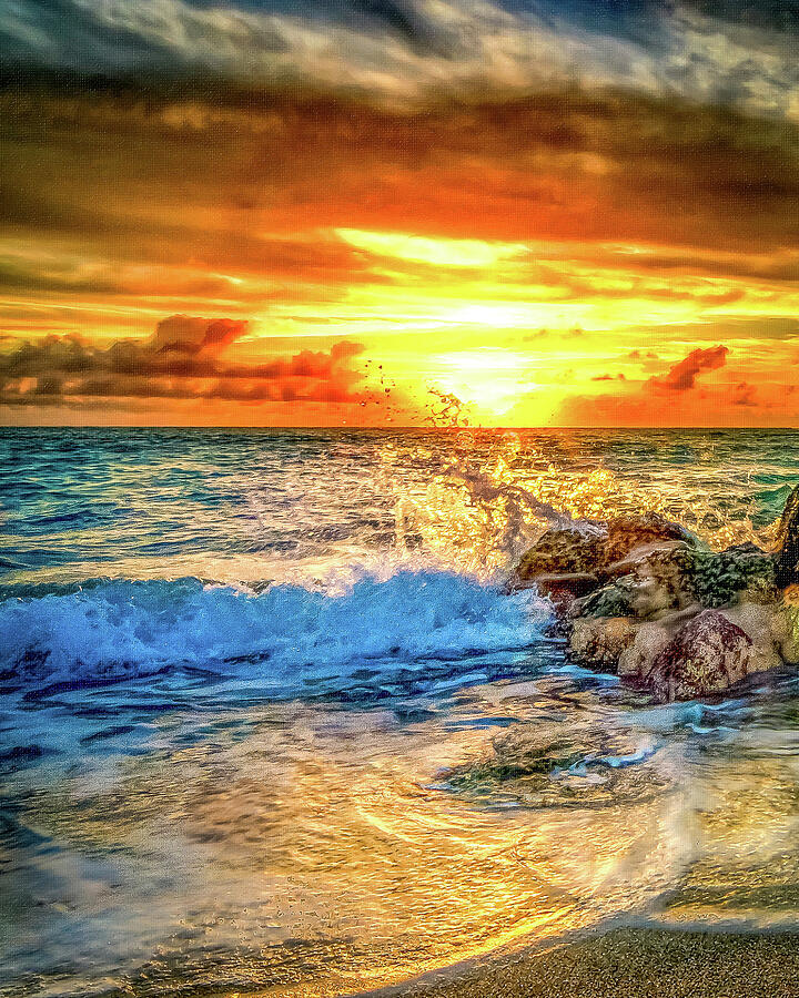 HDR Beach Sunset Photograph by Joe Myeress