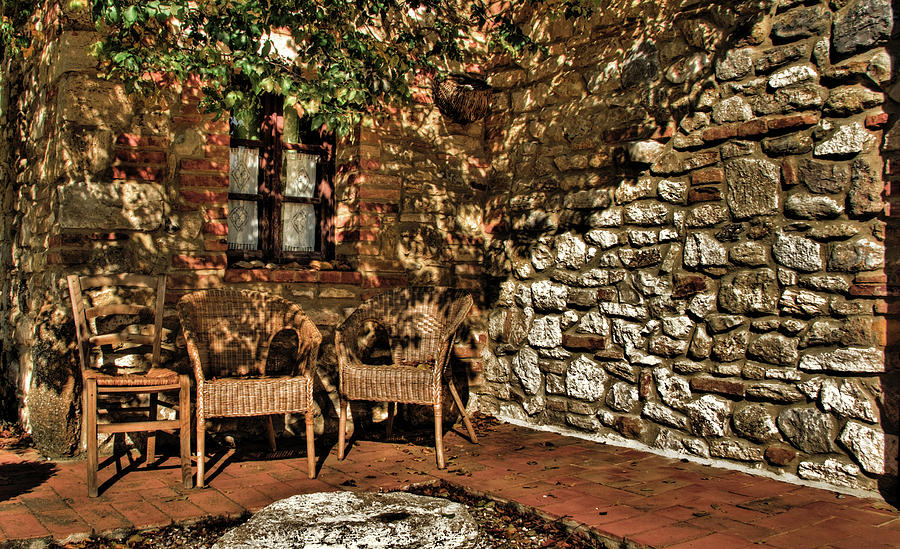 Brick Photograph - HDR chairs by Andrea Barbieri