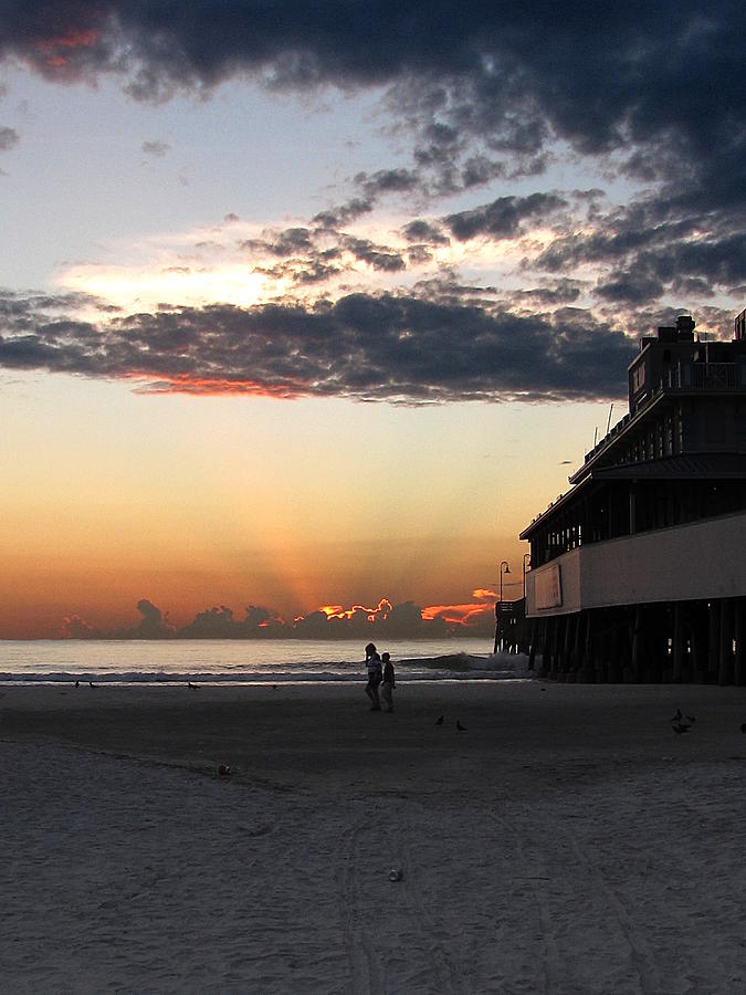 HDR Pre-Sunrise on Daytona Beach Pier  004 Photograph by Christopher Mercer