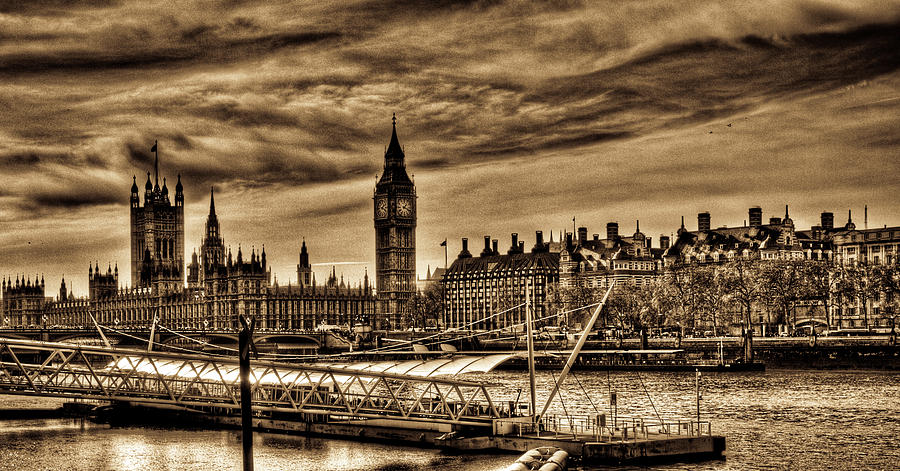 HDR Sepia Westminster Photograph by Andrea Barbieri