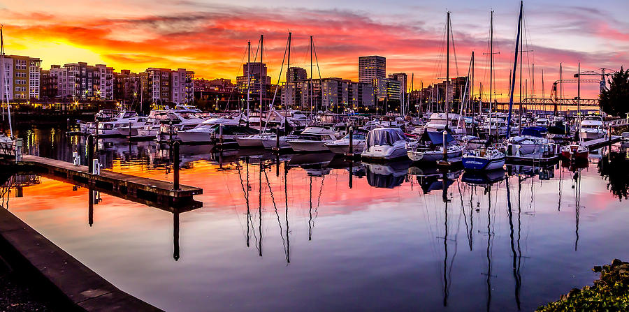 HDR Sunset on Thea Foss Waterway Photograph by Rob Green